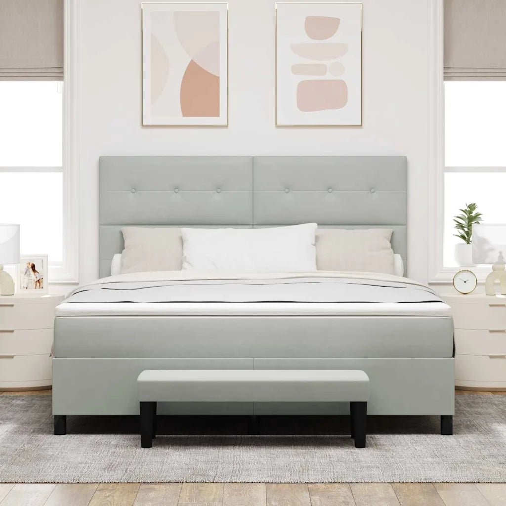 Letto a molle con testiera Grigio chiaro 200 x 180 cm Velluto 3344528
