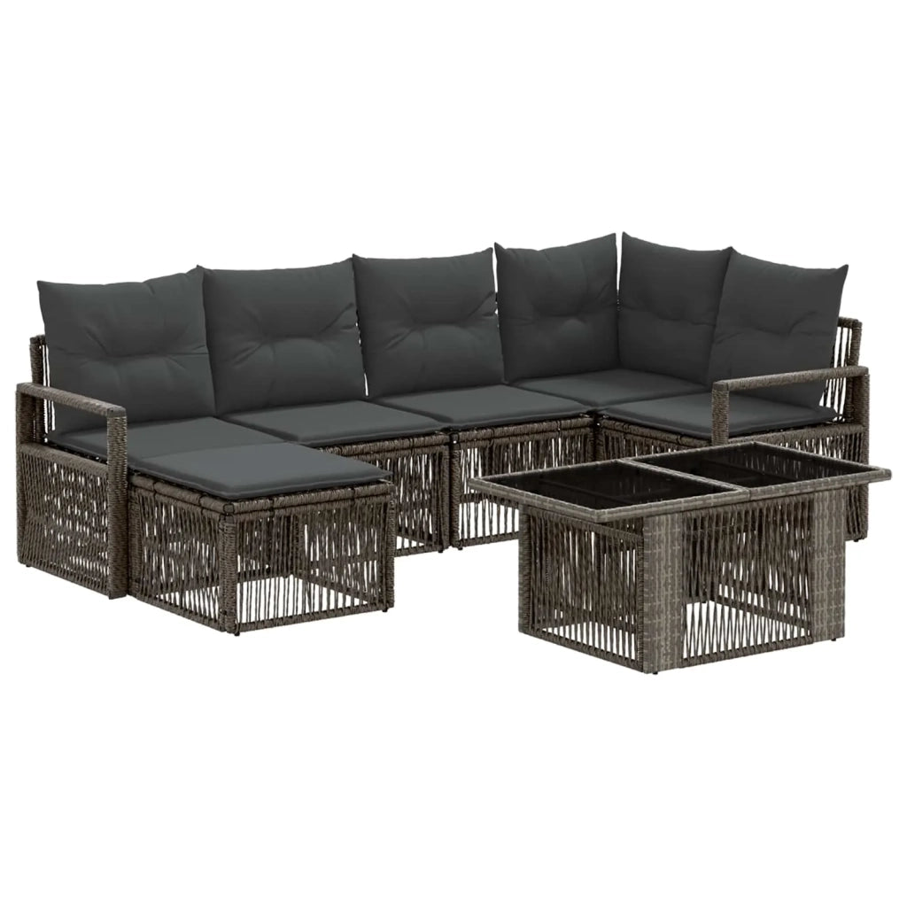 Set Divano da Giardino 7 pz Grigio e Grigio Scuro polyrattan 3437129