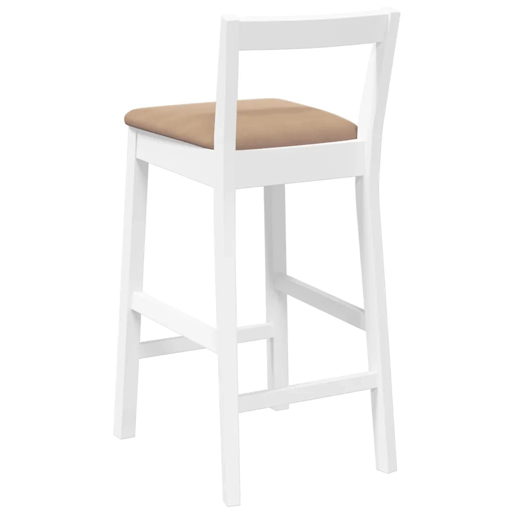 Sgabelli da Bar con Cuscini 2 pz Bianco Legno Massello di Hevea