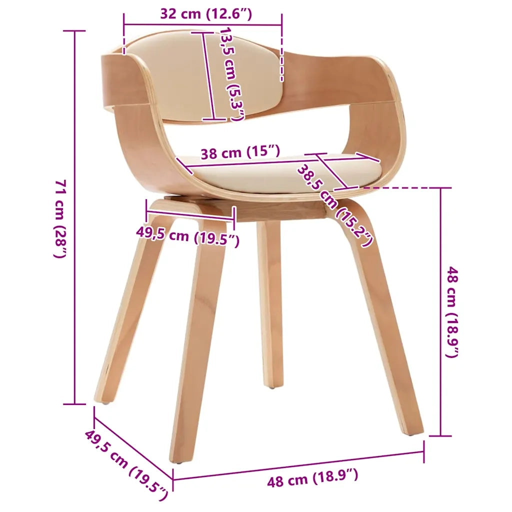 Sedie da Pranzo 2 pz in Legno Piegato e Similpelle cod mxl 7101