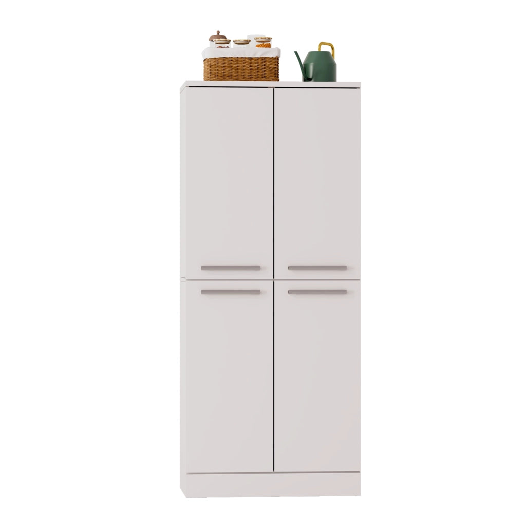 Dispensa alta con ripiani regolabili in MDF bianco lucido per cucina e soggiorno 76 × 42 × 180 cm