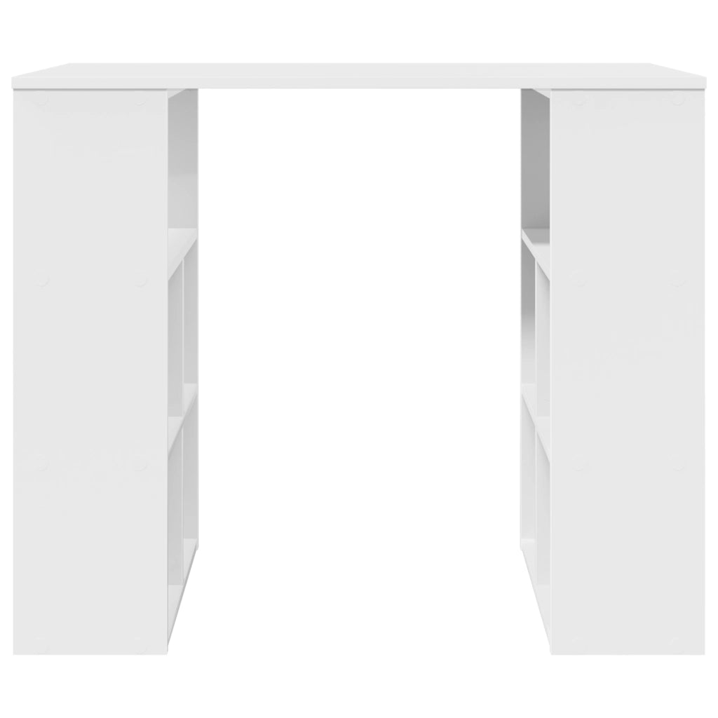 Scrivania Angolare Bianca Bianca MDF Media Storage