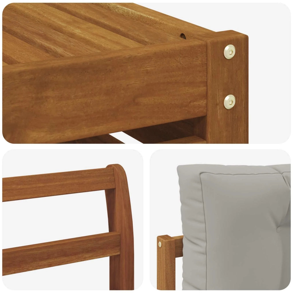 Set di divani da esterno 7 pcs Grigio Naturale e Chiaro