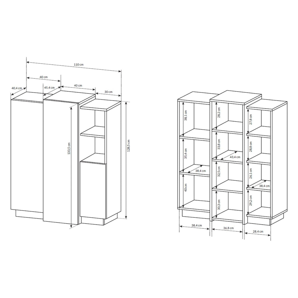 Madia Gasima, Credenza 8 Ripiani, 100x45x134h cm Bianco