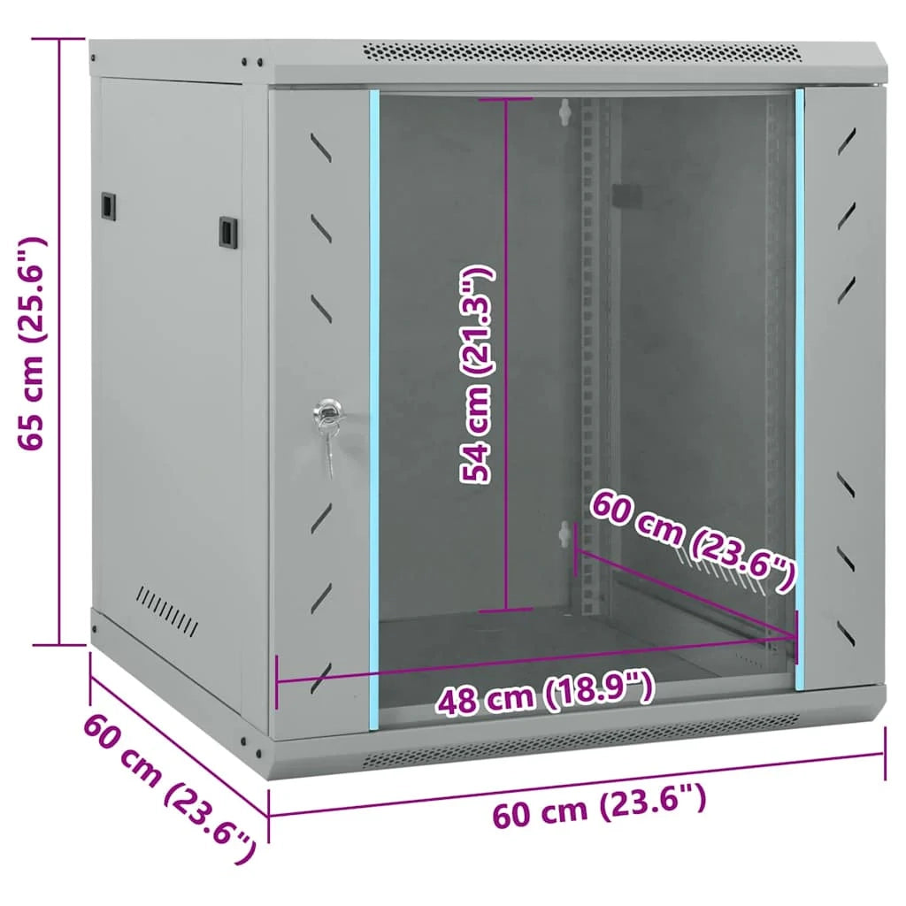 Armadio di rete industriale per interni 60 x 60 x 65 cm con sistema di sicurezza moderno in acciaio grigio codice 02_0059069.