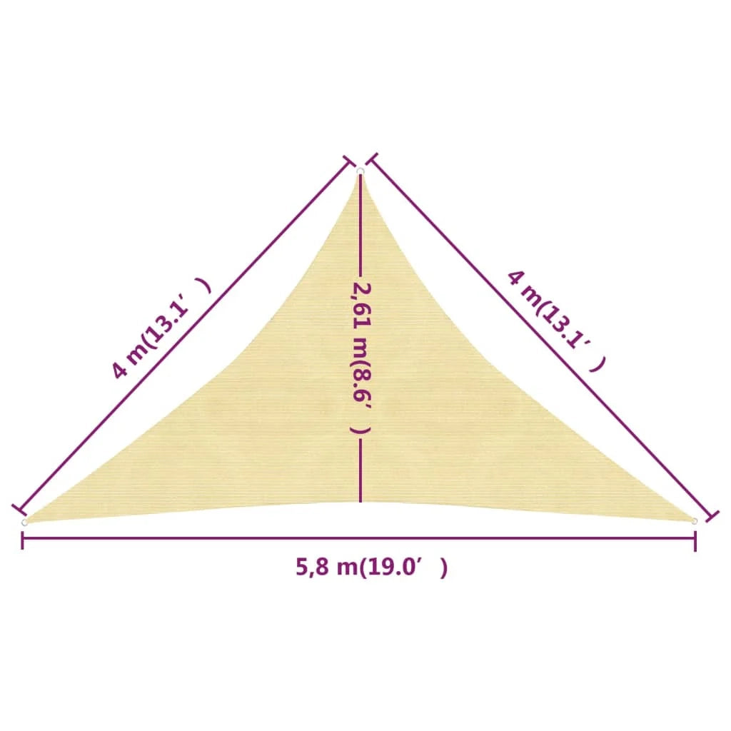 Vela ombreggiante/ombrellone 160 g/m² 4 x 4 x 5,8 m HDPE beige 02_0008981