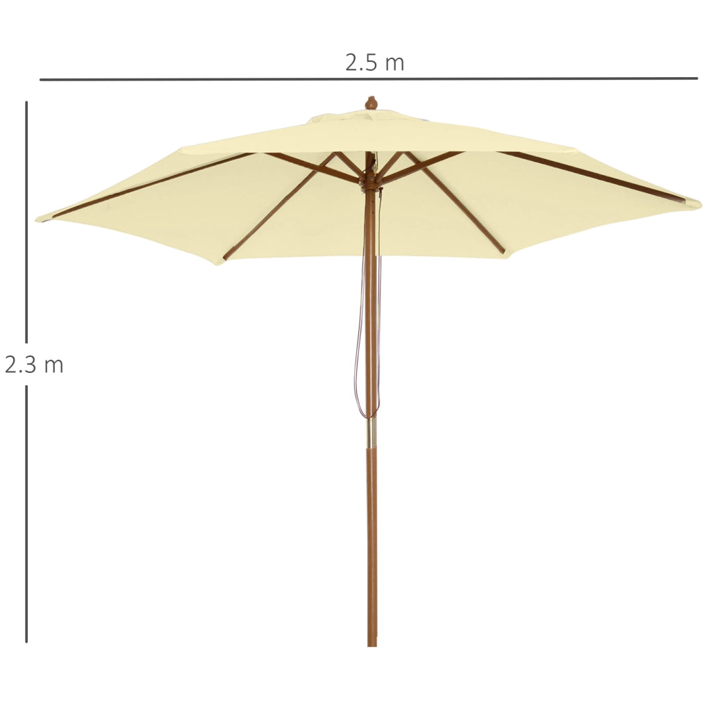 Ombrellone da Giardino 2.5x2.3 m ¨C zephmum ¨C Legno e Poliestere, Beige