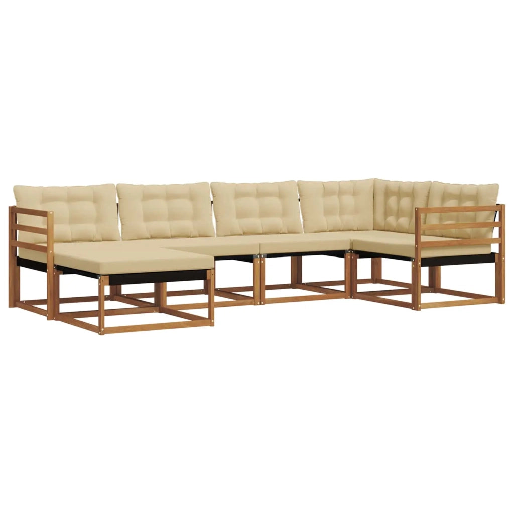 Set di divani da esterno con cuscino 6 pcs Naturale e Beige 3369616