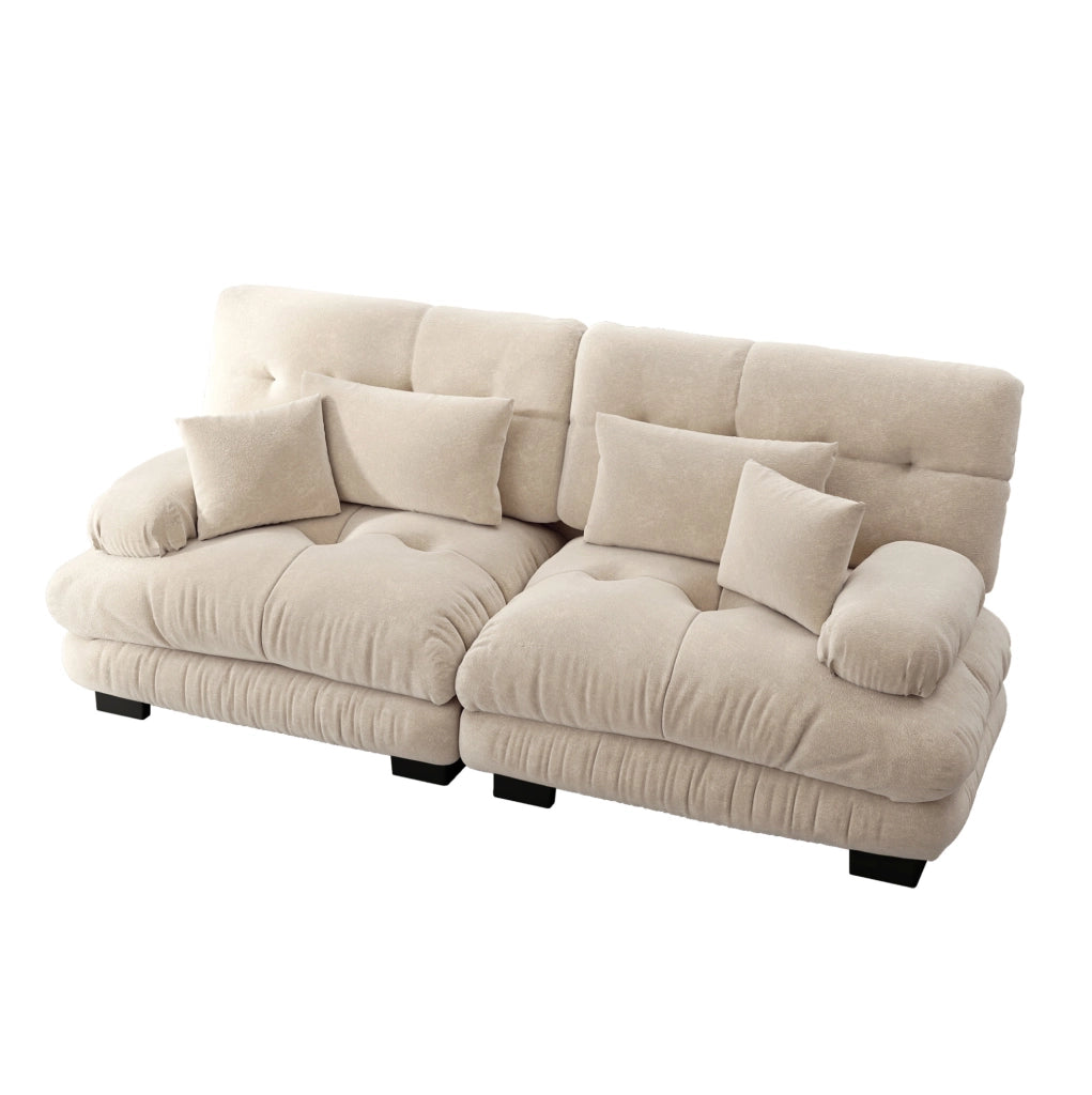 Divano modulare in chenille 220x77x81 cm; colore Light Coffee
