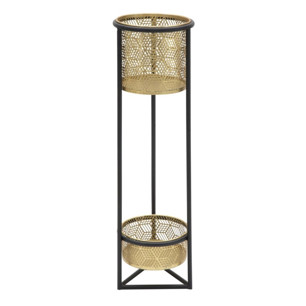 Vaso per Piante VKH685, Oro, Metallo, 23x23x80 cm