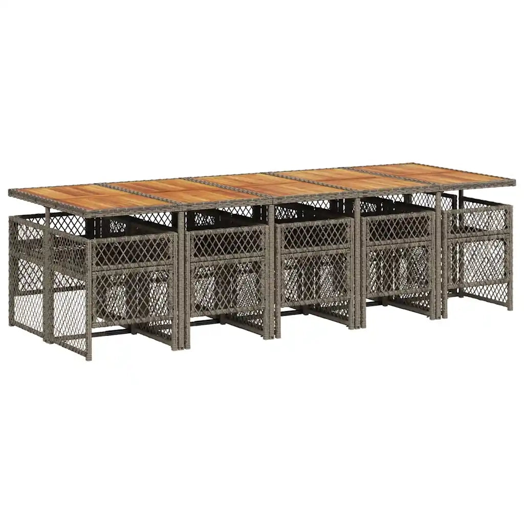 Set da Pranzo da Giardino 11pz con Cuscini in Polyrattan Grigio 3210758