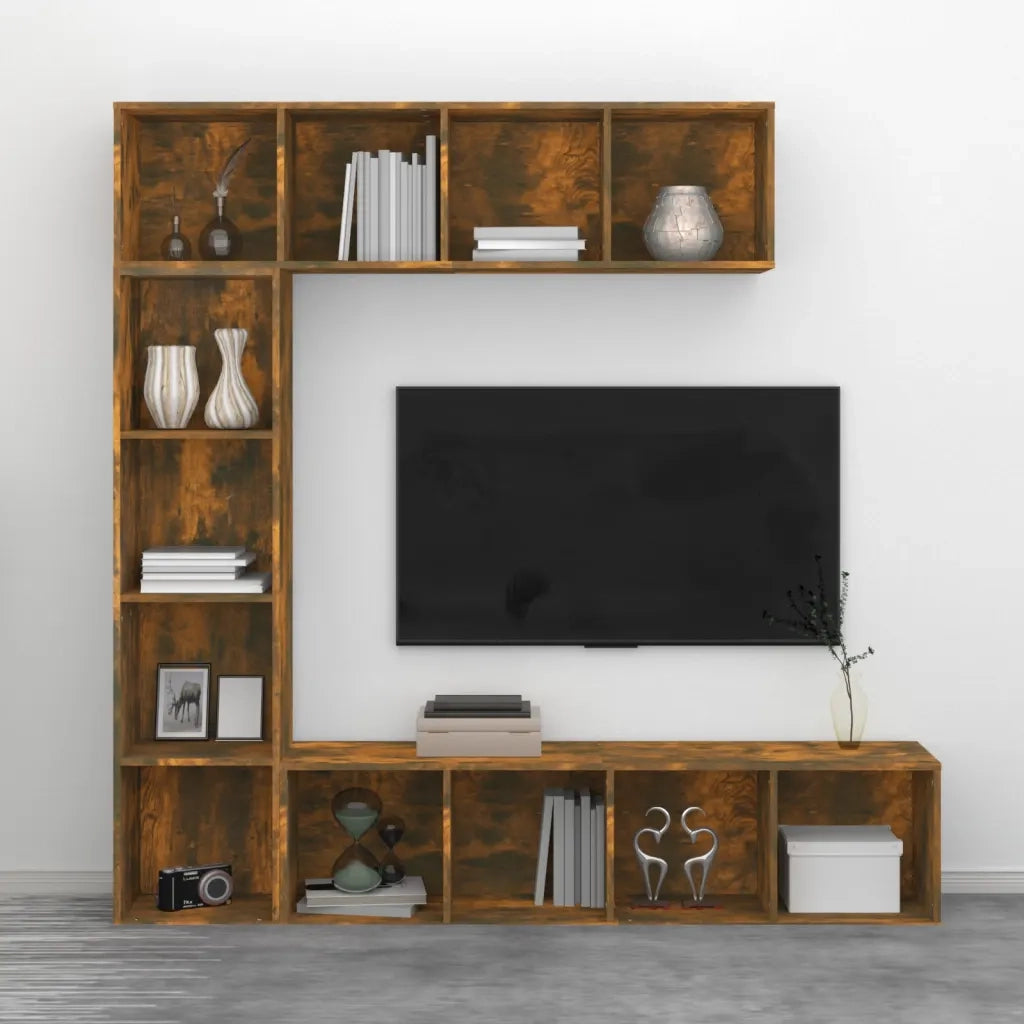 Set Mobili Libreria / Porta TV 3 pz Rovere Fumo 180x30x180 cm 3152713