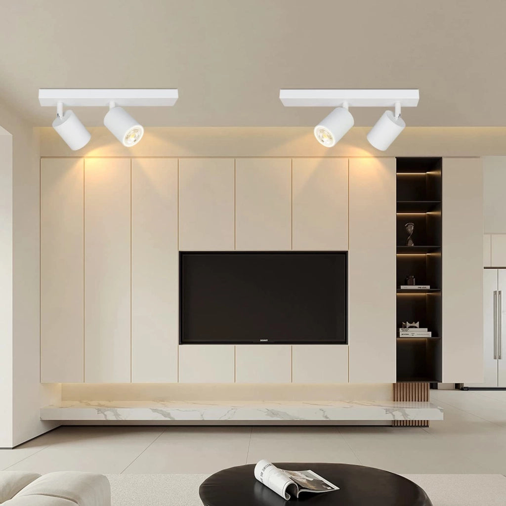 ZMH Faretto da soffitto bianchi 2 lampadine GU10 girevoli 350° max 25W