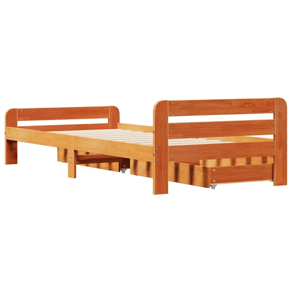 vidaXL Letto senza Materasso Marrone Cera 75x190 cm in Legno di Pino