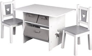 Set di tavolo e seggiolini per bambini - set di mobili per bambini - legno robusto grigio - per bambini in età prescolare - multifunzionale e di stile
