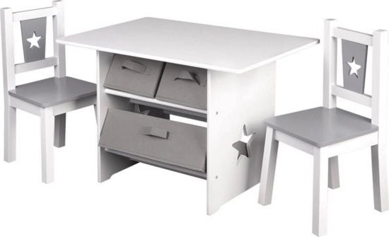 Set di tavolo e seggiolini per bambini - set di mobili per bambini - legno robusto grigio - per bambini in età prescolare - multifunzionale e di stile