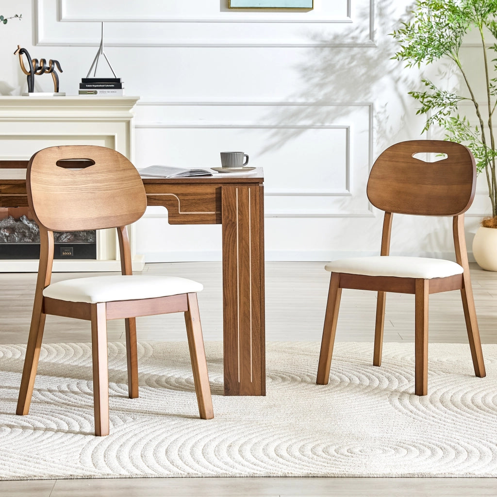 Set di 2 sedie da pranzo moderne con schienale ovale, seduta imbottita e maniglia integrata