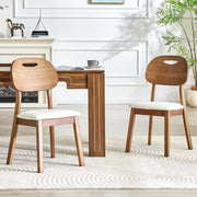 Set di 2 sedie da pranzo moderne con schienale ovale, seduta imbottita e maniglia integrata