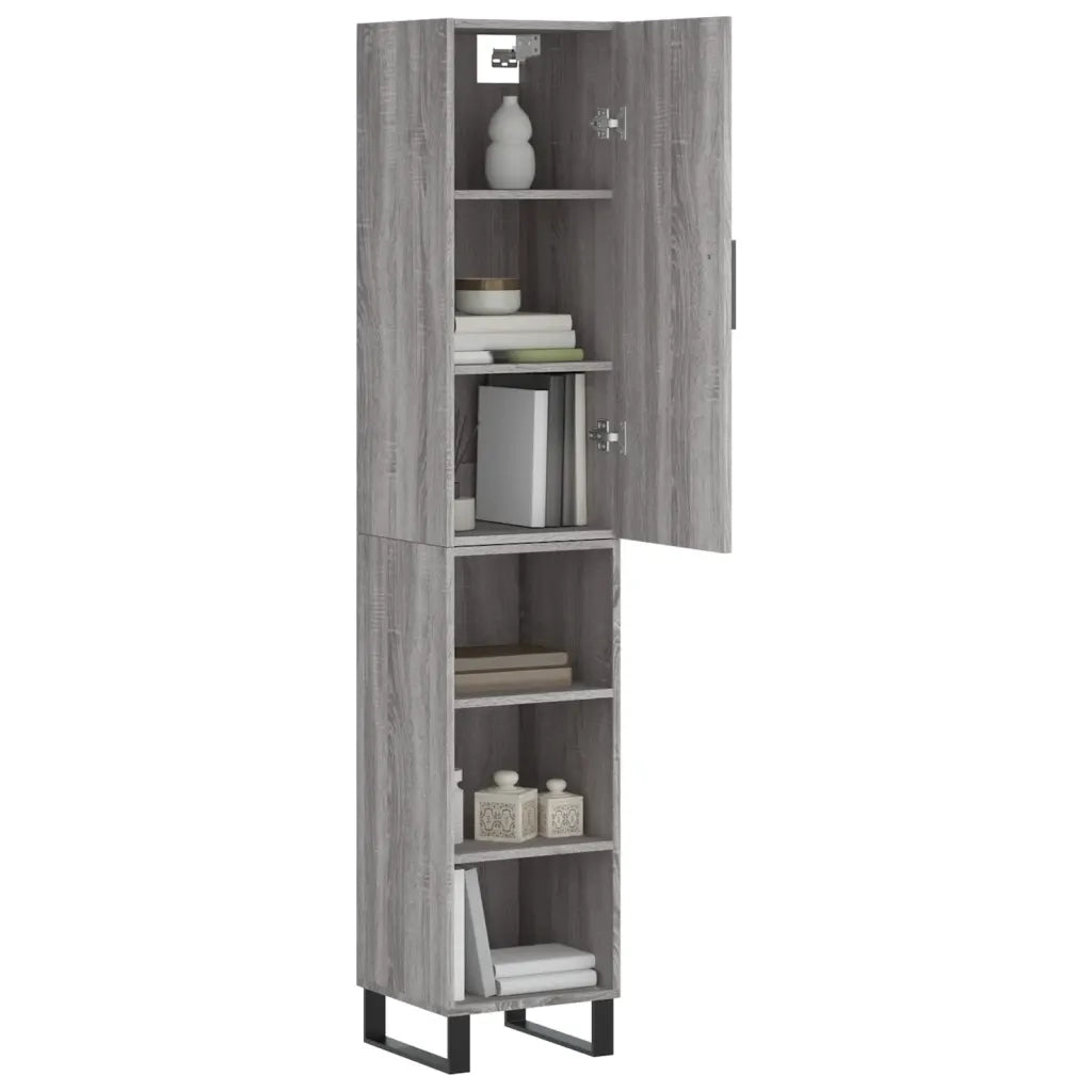Credenza-Buffet-Armadio da cucina Grigio Sonoma 34,5x34x180 cm in Legno Multistrato 494828
