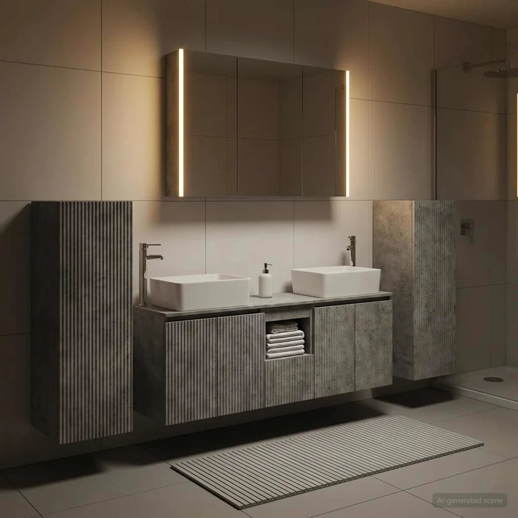 Set di mobili per il bagno 6 pcs Grigio Cemento 3407170