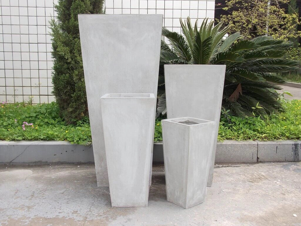Set di 4 vasi da Giardino in Fibra di argilla cm 43x43x89 - DERRICK