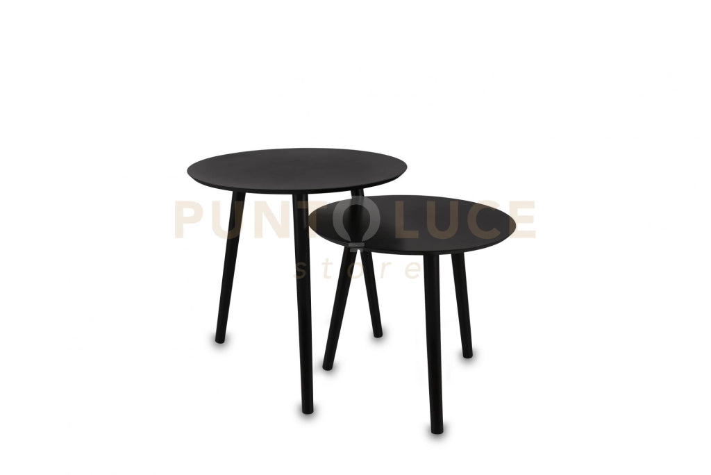 VILANA SET DI 2 TAVOLI ROTONDI STRUTTURA IN MDF 50CM NERI D.50-45CM