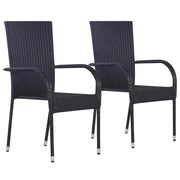 Set Mobili da Pranzo per Giardino 3 pz Polyrattan Nero 3072482