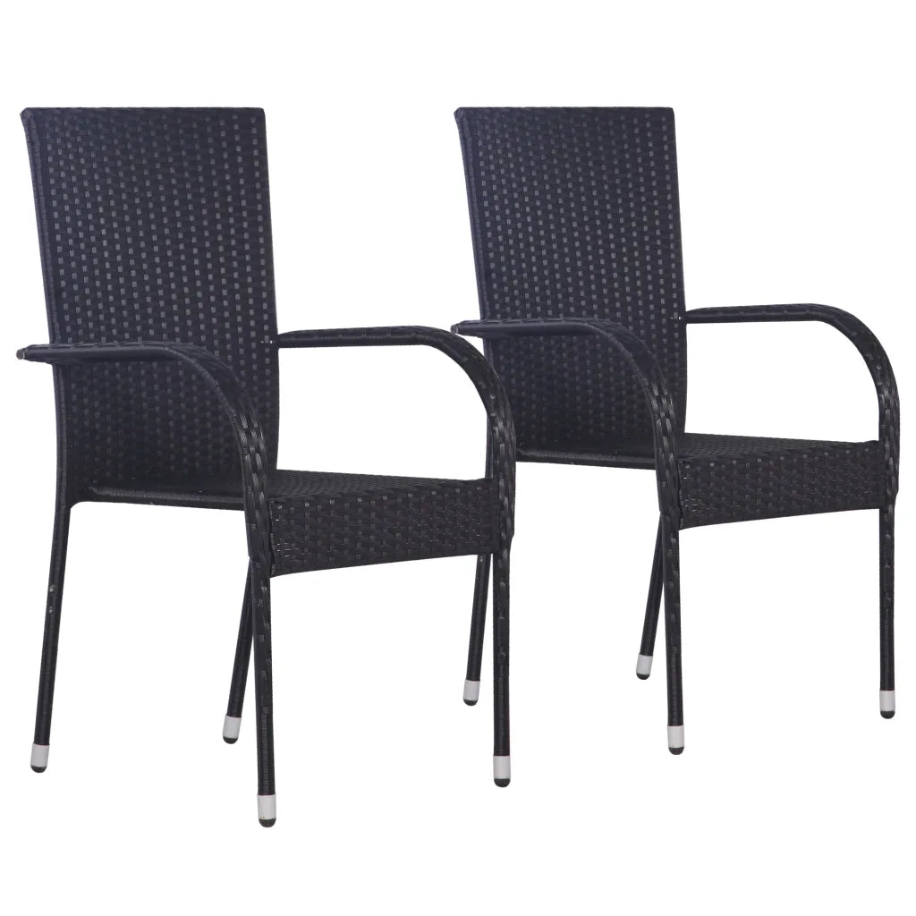 Set Mobili da Pranzo per Giardino 3 pz Polyrattan Nero 3072482