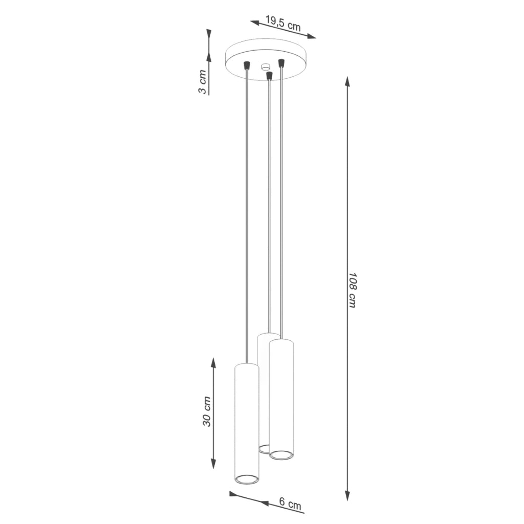 Lampada a sospensione beige 3 tubi GU10 Ø20 Modeno