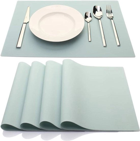 Tavoli da pranzo per bambini in silicone - set da 4 - impermeabili e termoresistenti - con superficie antiscivolo - colore azzurro chiaro