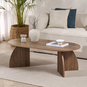 Nohaza, Tavolino da Salotto Forma Ovale, 120x60x40h cm Marrone Noce