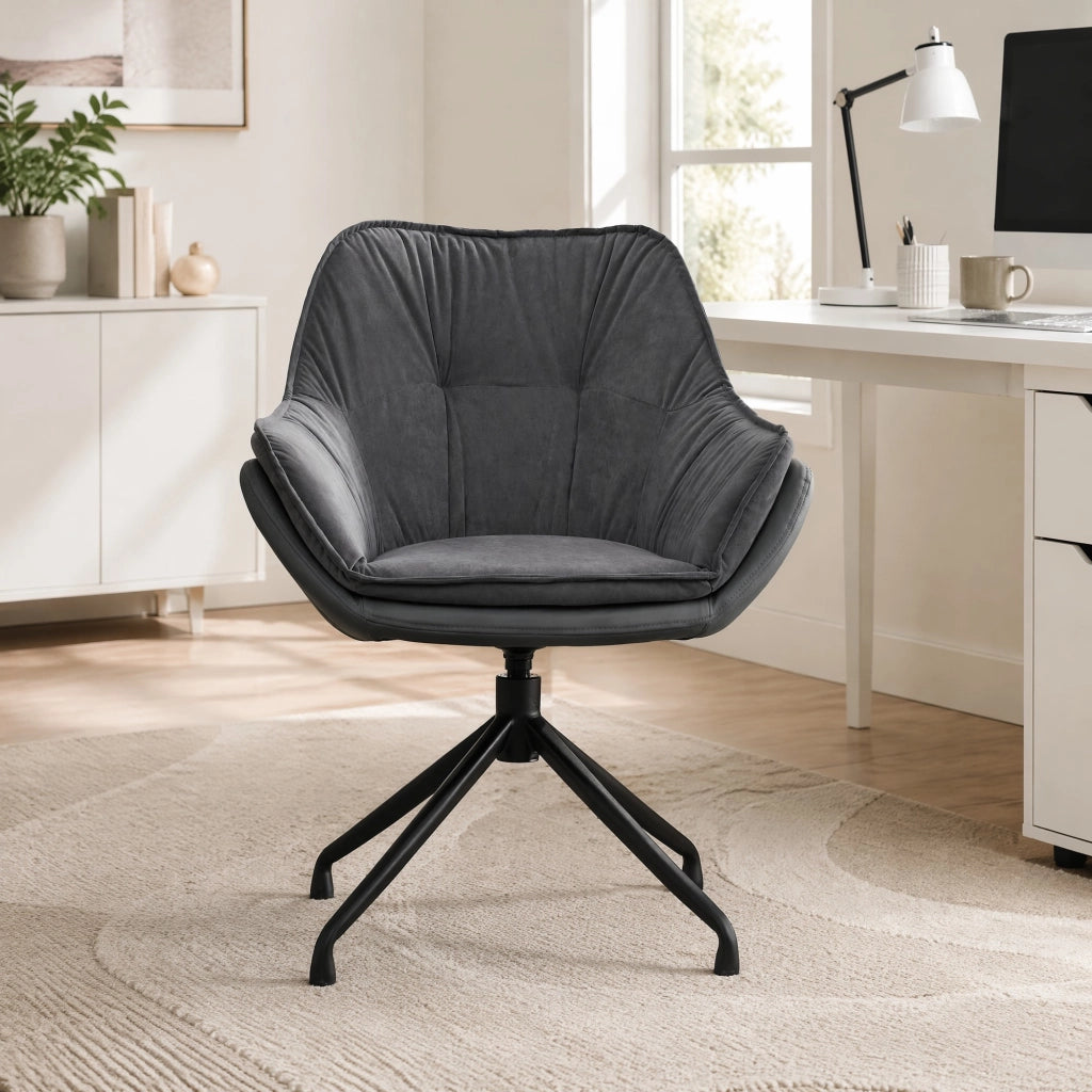 Sedia da ufficio girevole in similpelle con seduta ampia schienale ergonomico e ritorno automatico base metallica grigio