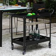 Carrello Portavivande Bard in Acciaio con 2 Ripiani e Ruote 72x77x38 cm - Nero casa.pro