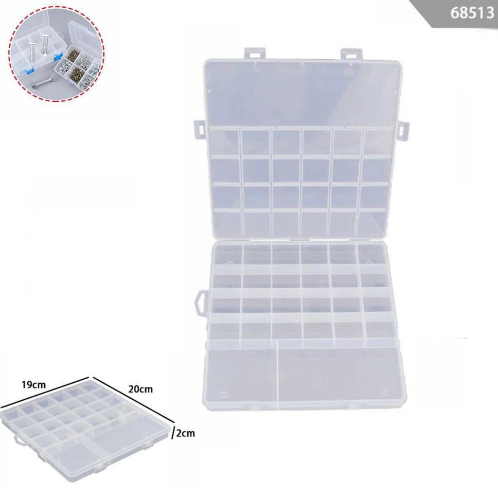 SCATOLA PLASTICA CONTENITORE GIOIELLI PERLINE UTENSILI VITI VARI SCOMPARTI 68513