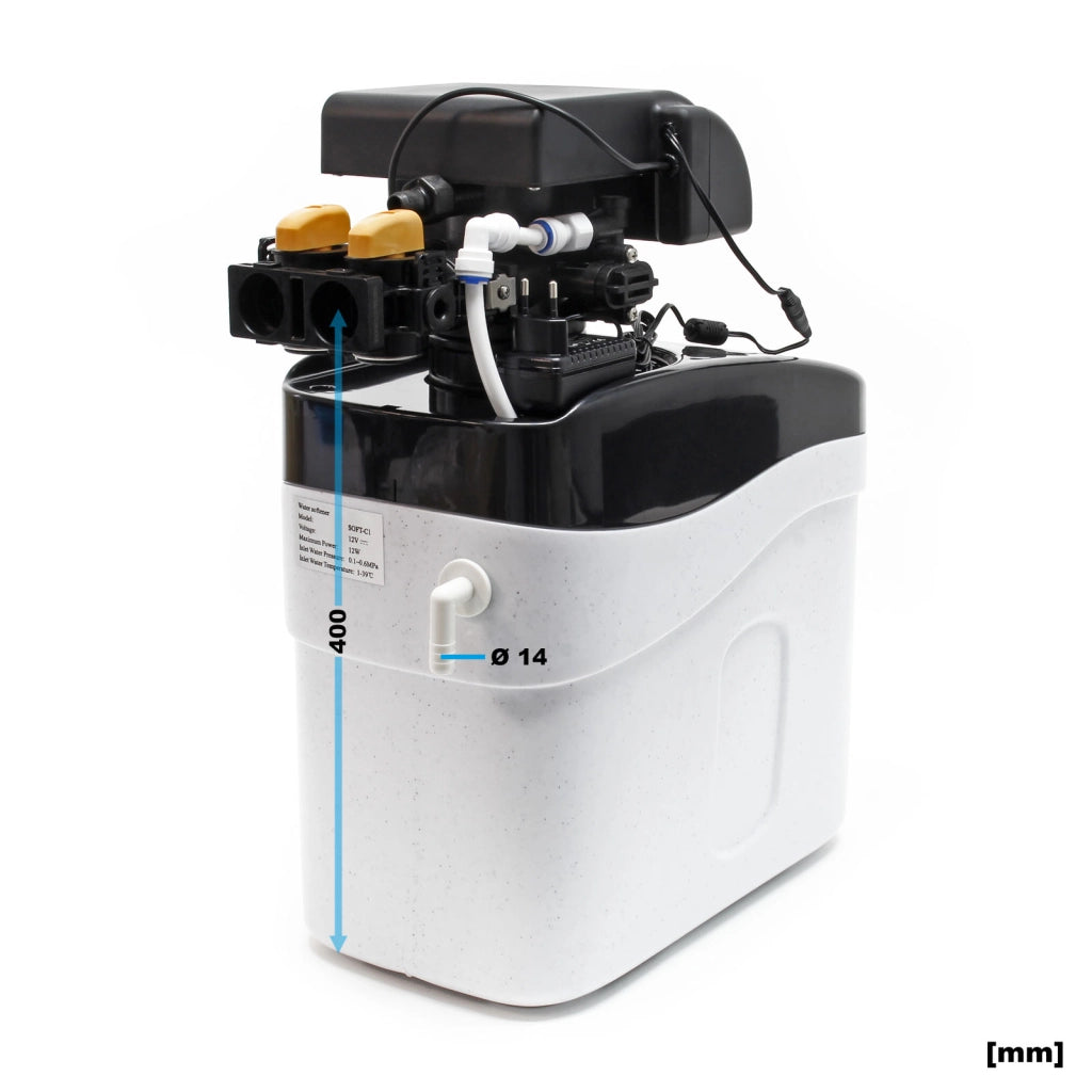 NW-SOFT-C1 Addolcitore d'acqua 500 l/h con serbatoio salamoia da 10 kg e display