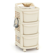 Carrello multiuso versatile a 3 cassetti 38 x 32 x 68 cm con ruote e ganci PP bianco 20_0017506