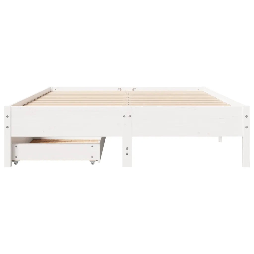 Letto senza Materasso Bianco 140x190 cm Legno Massello di Pino 3301723