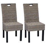 Sedie Sala da Pranzo 2 pz in Rattan Kubu e Legno di Mango cod mxl 47694