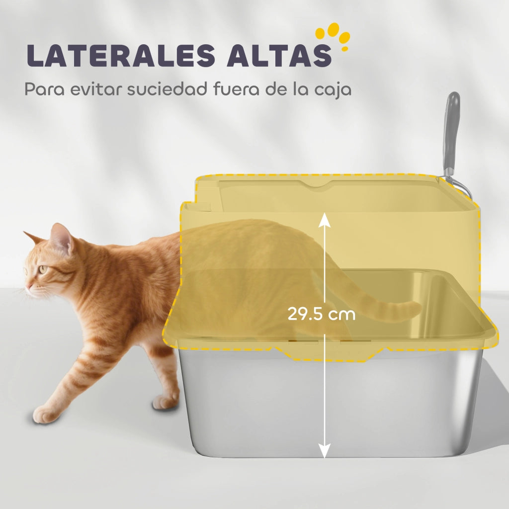 Arenero per Gatti XL ¨C zephmum ¨C Grigio Acciaio Inox 60x40x29.5 cm