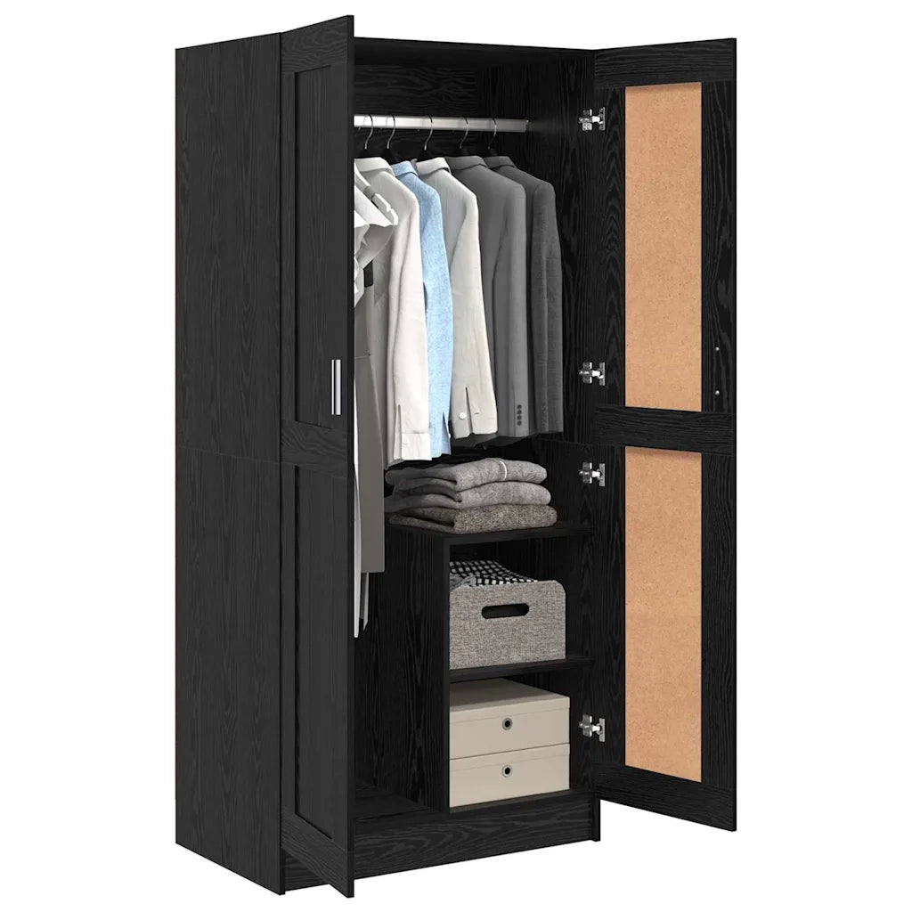 vidaXL Guardaroba Rovere nero 82.5 x 51.5 x 180 cm Legno multistrato
