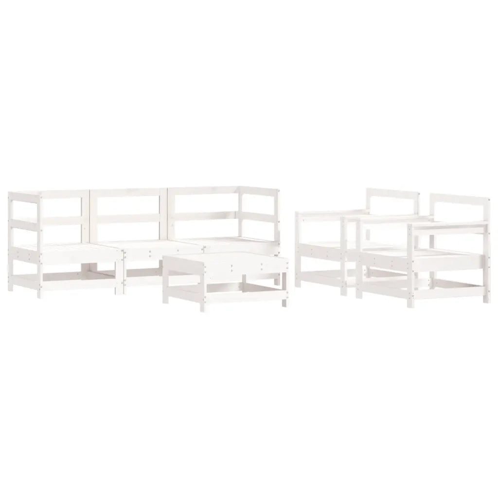 Set Divani da Giardino 6pz con Cuscini in Legno Massello Biancocod mxl 101348