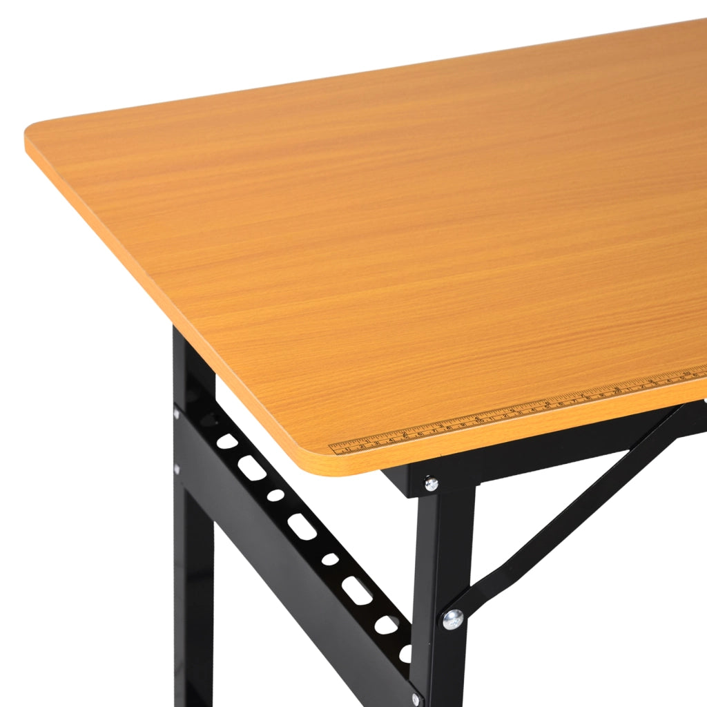 Tavolo Pieghevole da Lavoro ¨C zephmum ¨C Legno Naturale e Nero 100x60x75.5 cm