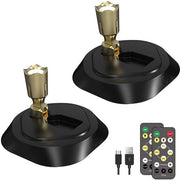 Set di 2 punti di luce LED wireless con telecomando e timer, adatto per illuminazione interna; ideale per opere d'arte, dipinti, piante, foto, ecc. - Bianco