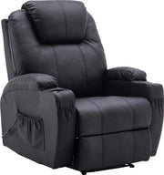 Sedia di Massaggio Elettrica - Sedia di Massaggio - Sedia per Rilassarsi - Sedia per Relax - Nero - Pelle in Pelle - Sedia per TV - Funzione di Calore - Funzione di Luce e Vibrazione - 92 x 92 x 109 cm