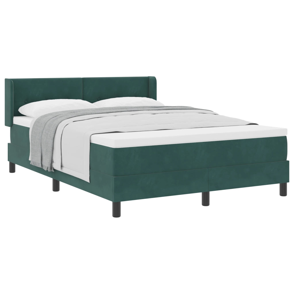 Letto Box Spring con Materasso Verde Scuro 140x190 cm Velluto