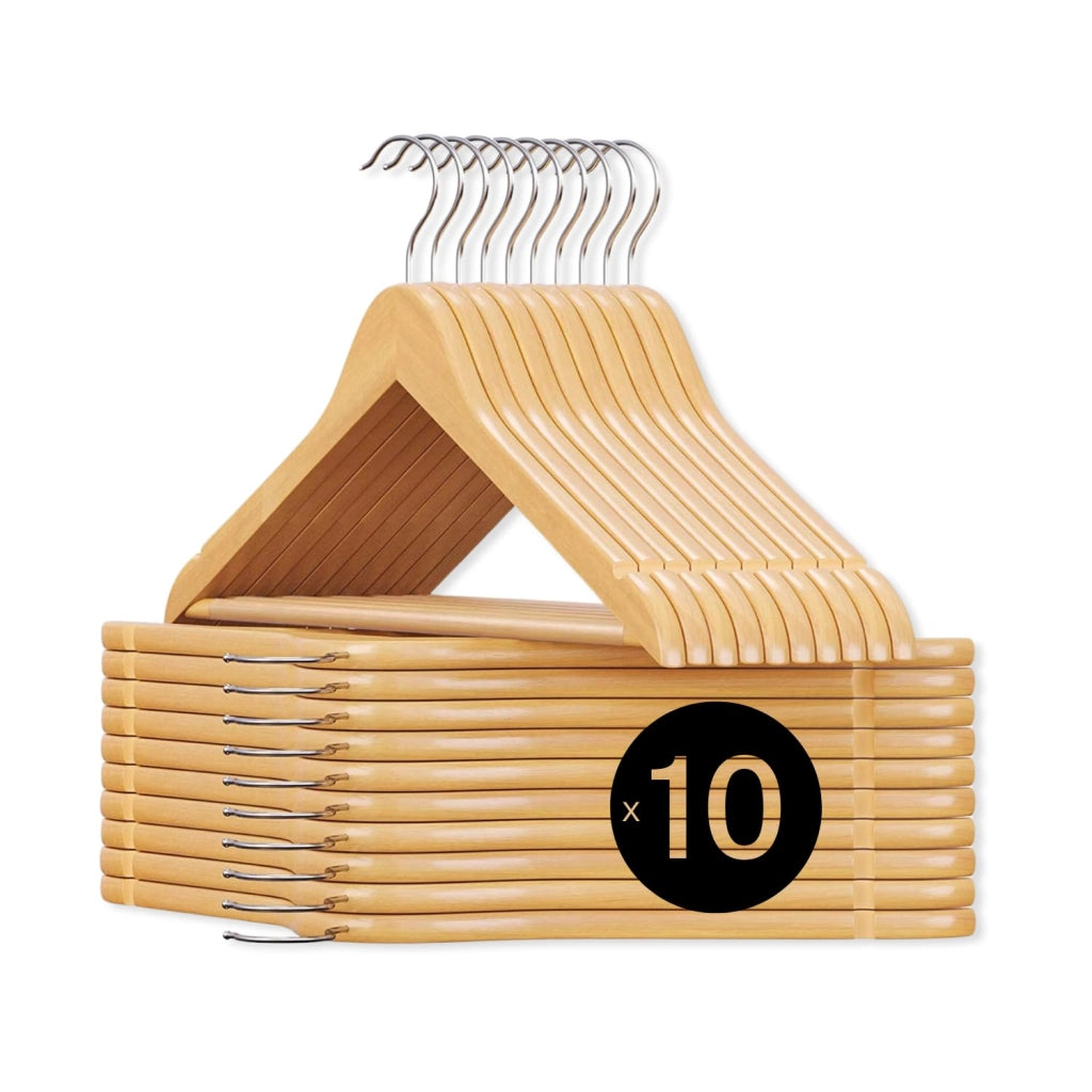 Grucce Appendiabiti Legno Naturale Universali Gancio Girevole Scanalature Spallina Barra Antiscivolo Bordi Arrotondati Salvaspazio Resistenti Leggere Uso Domestico Lavorativo Quantità: 10