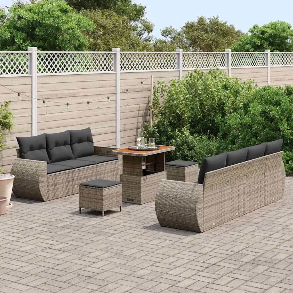 Set Divano da Giardino con cuscino 10 pcs Grigio polyrattan 3361843