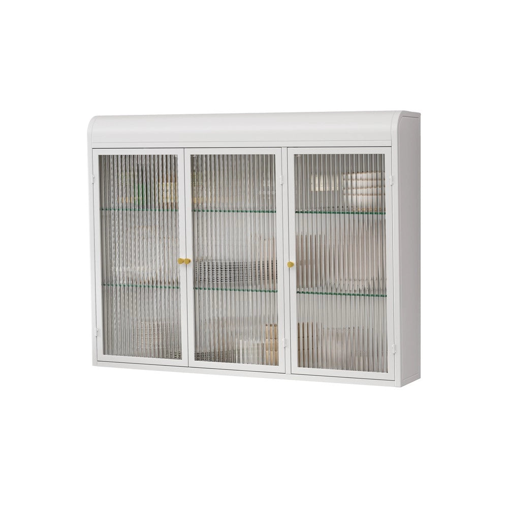 Armadietto a Muro con Ante in Vetro ¨C MINIMAL ¨C Bianco, 3 Ante