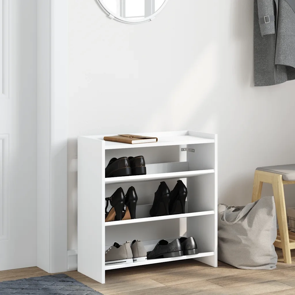 Scarpiera | Mobile per scarpe Bianca 60x25x62 cm in Legno Multistrato