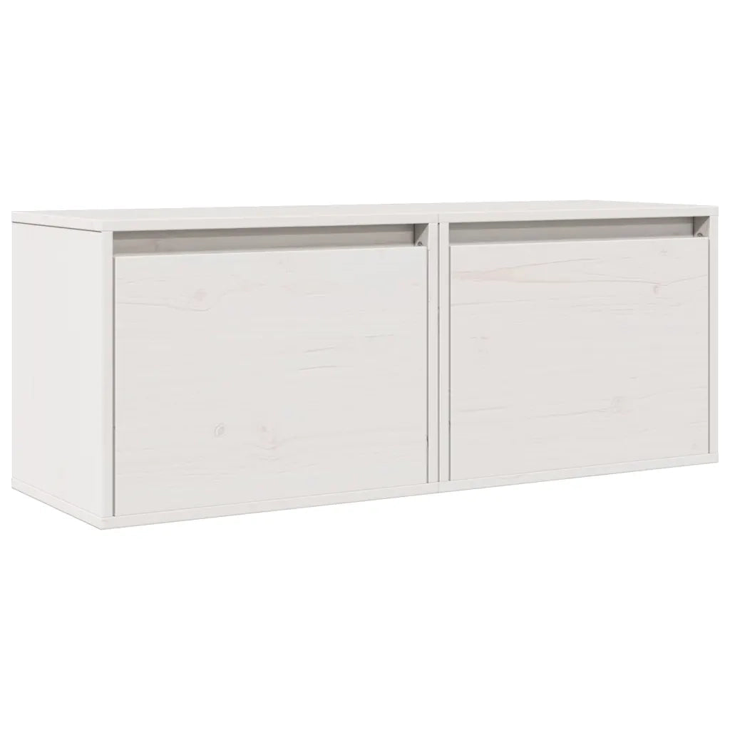 Pensili Bianchi 2 pz 45x30x35 cm in Legno Massello di Pino 813438
